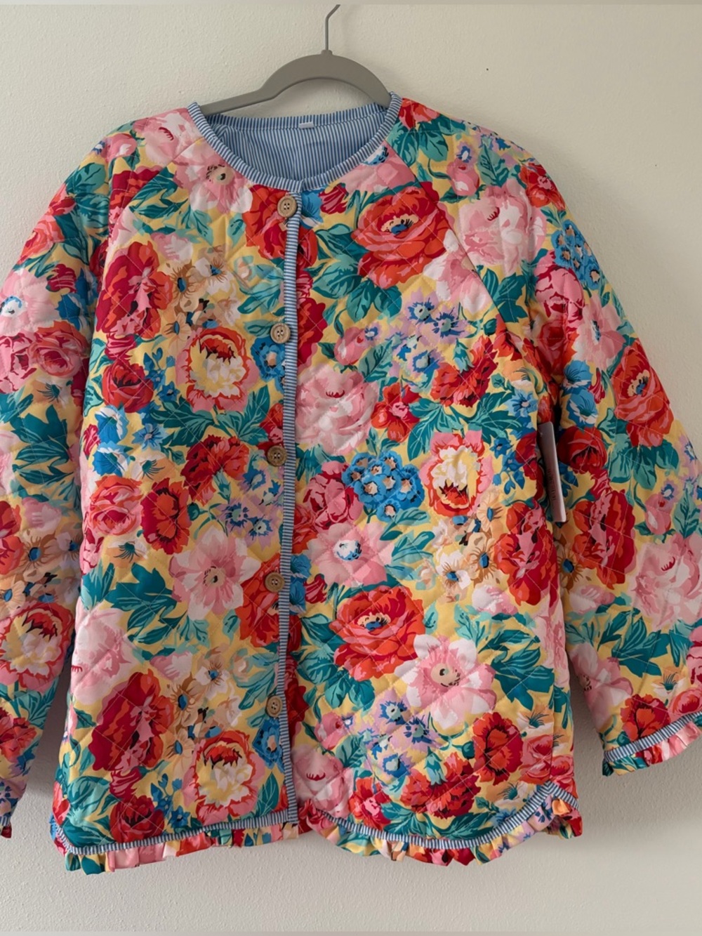 NWT- Boutique Boho Colorful Floral Quilted Jacket size large - Picture 5 of 11